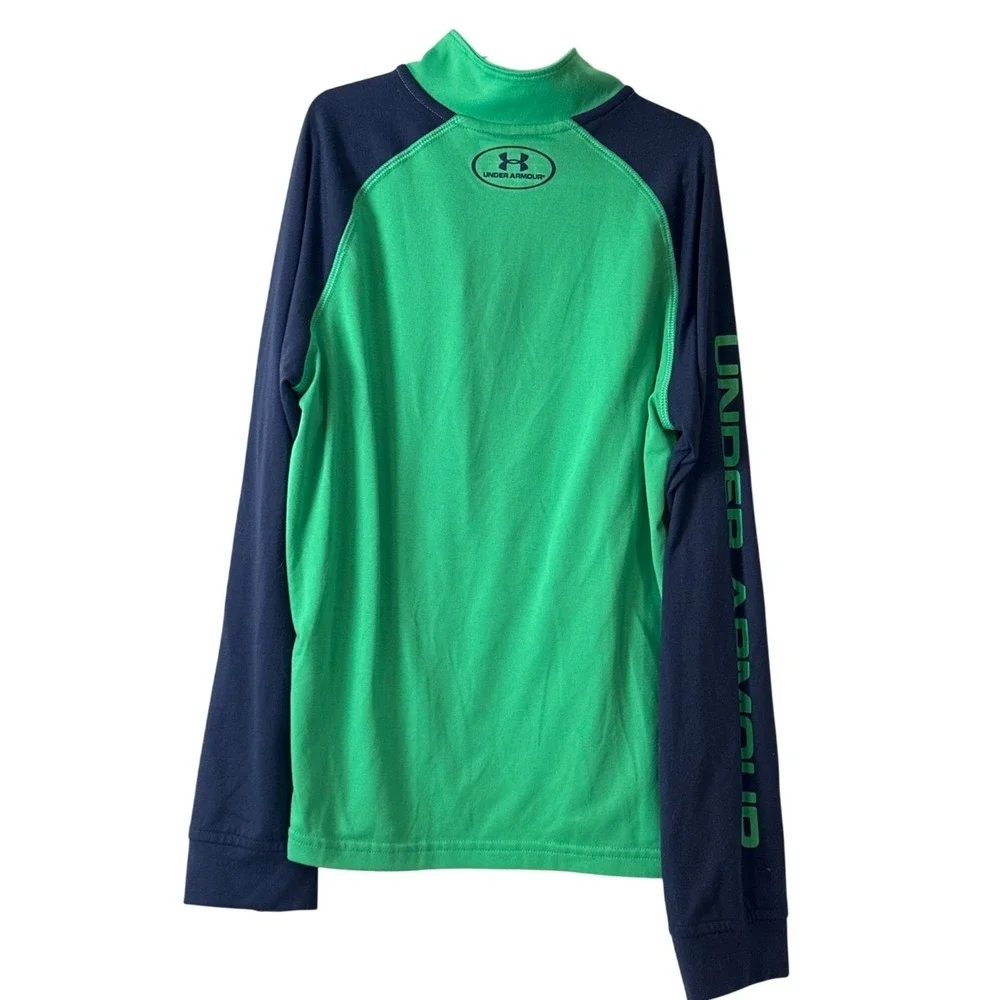 Under Armour Youth Loose Fit HeatGear Quarter-Zip Pullover Green & Navy Long Sle